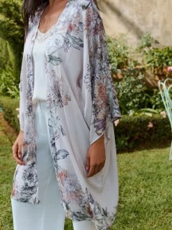 Dahlia vintage - Vêtement de kimono long fleuri vintage