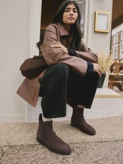 Daim marron chocolat - Bottines Chelsea ultra confortables