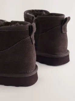 Daim marron chocolat - Bottes en fausse fourrure déperlantes