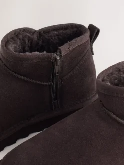 Daim marron chocolat - Bottes en fausse fourrure déperlantes