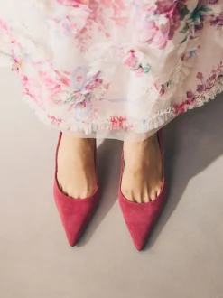 Daim rouge - Chaussures de milieu de terrain en cuir