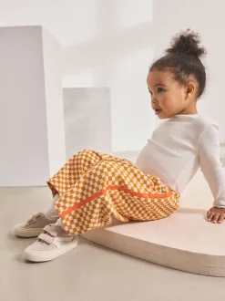 Damier orange - Pantalon jambe Barrel (3mois-7ans)