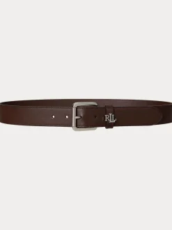 Dark Hickory - Lauren Ralph Lauren 3.2cm Ceinture en cuir à logo