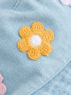 Denim - Chapeau à fleurs au crochet (3mois-10ans)