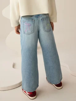 Denim - Jean à jambe large brodé (3-16ans)