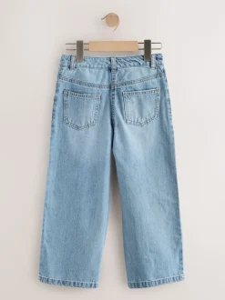 Denim Bleu Fleuri Imprimé mi-haut - Jeans à jambe large (3-16ans)