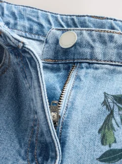 Denim Bleu Fleuri Imprimé mi-haut - Jeans à jambe large (3-16ans)