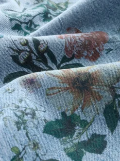 Denim Bleu Fleuri Imprimé mi-haut - Jeans à jambe large (3-16ans)