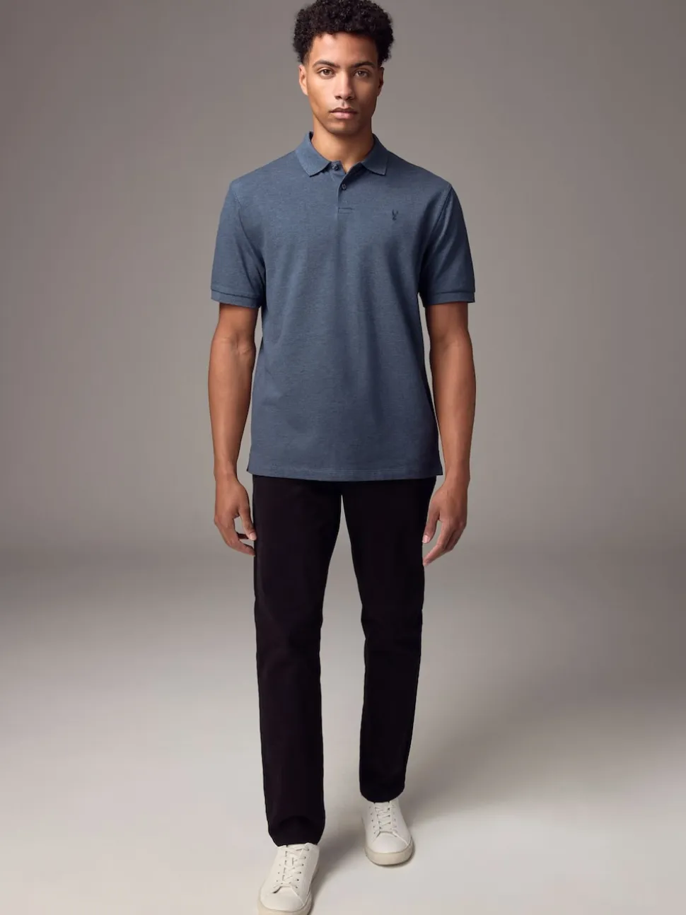 Denim chiné - Ajustement régulier - Polo Manches courtes Pique