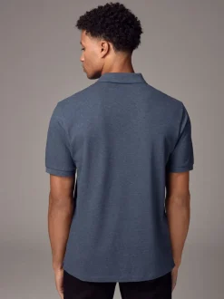 Denim chiné - Ajustement régulier - Polo Manches courtes Pique