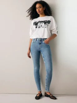 Denim Mid Blue - Jean skinny super doux