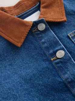 Denim Mid Blue - Veste à col en velours côtelé (3-16ans)