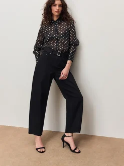 Denim noir - Jean barrel ceinturé