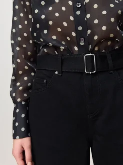 Denim noir - Jean barrel ceinturé