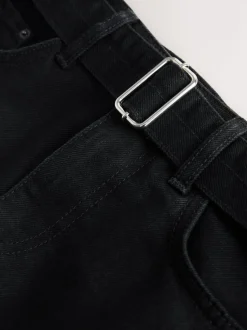 Denim noir - Jean barrel ceinturé