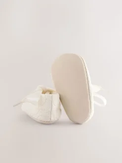 Dentelle crème - Chaussures grande occasion nouées sur le devant pour bébé (0-24mois)