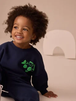 Digger bleu marine - Ensemble sweat et Joggings imprimé à Col rond (3mois-7ans)