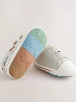 Dino gris - Baskets BÉBÉ à Fermeture par contact (0-2mois)