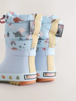 Dinosaure bleu - Bottes en caoutchouc Thinsulate doublées à revers