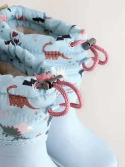 Dinosaure bleu - Bottes en caoutchouc Thinsulate doublées à revers