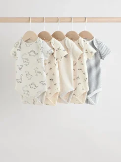 Dinosaure gris - Bodys pour bébés Manches courtes 5 Pack