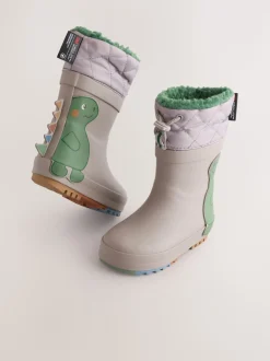 Dinosaure gris - Bottes en caoutchouc thermique Thinsulate™ avec extrémité doublée