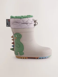 Dinosaure gris - Bottes en caoutchouc thermique Thinsulate™ avec extrémité doublée