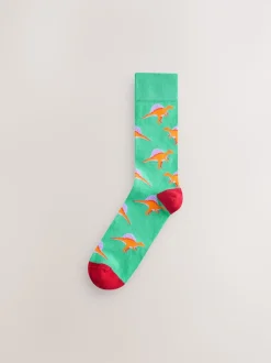 Dinosaure rouge vif/bleu/Orange - Paquet de chaussettes à motifs 8