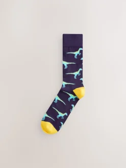 Dinosaure rouge vif/bleu/Orange - Paquet de chaussettes à motifs 8