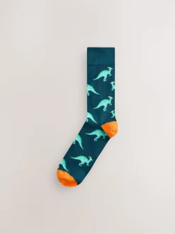 Dinosaure rouge vif/bleu/Orange - Paquet de chaussettes à motifs 8