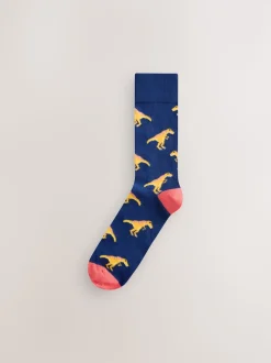 Dinosaure rouge vif/bleu/Orange - Paquet de chaussettes à motifs 8