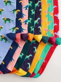 Dinosaure rouge vif/bleu/Orange - Paquet de chaussettes à motifs 8