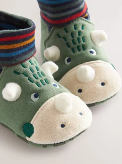Dinosaure vert - Chaussures bottines chaussettes bébé (0-18mois)
