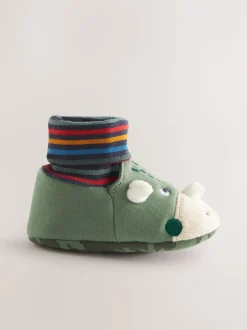 Dinosaure vert - Chaussures bottines chaussettes bébé (0-18mois)