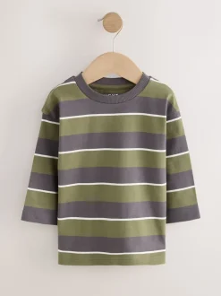 Dinosaure vert - Lot de 3 t-shirts imprimés graphiques à manches longues (3mois-7ans)