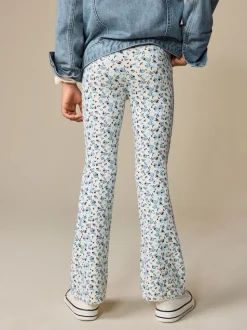 Ditsy bleu - Leggings évasés à côtes (3-16ans)