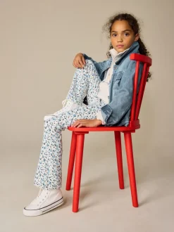 Ditsy bleu - Leggings évasés à côtes (3-16ans)