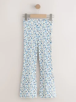 Ditsy bleu - Leggings évasés à côtes (3-16ans)