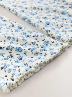 Ditsy bleu - Leggings évasés à côtes (3-16ans)