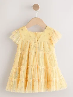 Ditsy jaune - Robe en maille bébé (0mois à2ans)