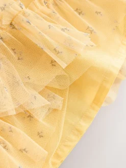 Ditsy jaune - Robe en maille bébé (0mois à2ans)