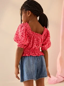 Ditsy rose - Chemisier froncé (3-16 ans)