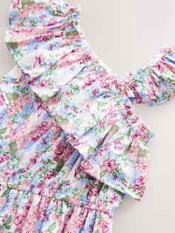 Ditsy rose - Combinaison à épaules volantées (3-16ans)