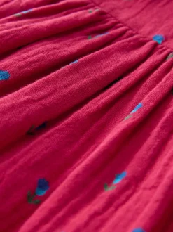 Ditsy rouge - Robe Ric Rac à col (3mois8ans)