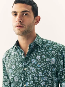 Ditsy vert foncé - Chemise à manches longues et imprimés