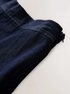 Délavage bleu - Jupe mi-longue en jean à coutures