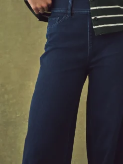 Délavage bleu - Pantalon large en denim de jersey