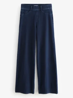 Délavage bleu - Pantalon large en denim de jersey