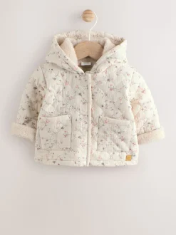Ecru Floral - Manteau Bébé en jersey effet froissé (0mois -2ans)