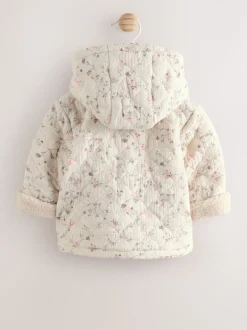 Ecru Floral - Manteau Bébé en jersey effet froissé (0mois -2ans)